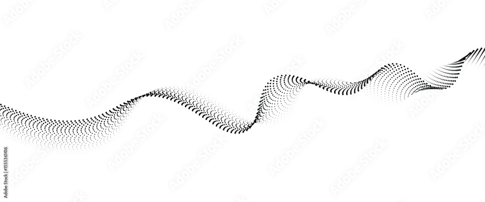 Aufkleber abstract flowing wave made of a halftone dot pattern. dynamic data wave technology background with a