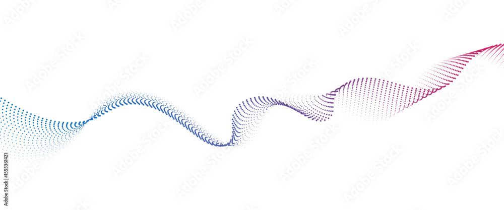 Poster abstract flowing wave made of a halftone dot pattern. dynamic data wave technology background with a