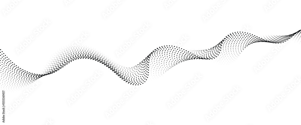 Poster abstract flowing wave made of a halftone dot pattern. dynamic data wave technology background with a