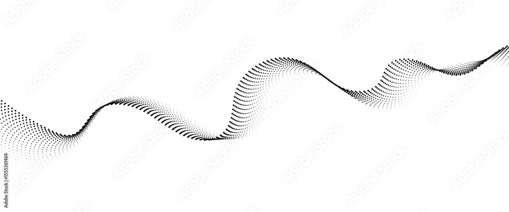 Poster abstract flowing wave made of a halftone dot pattern. dynamic data wave technology background with a