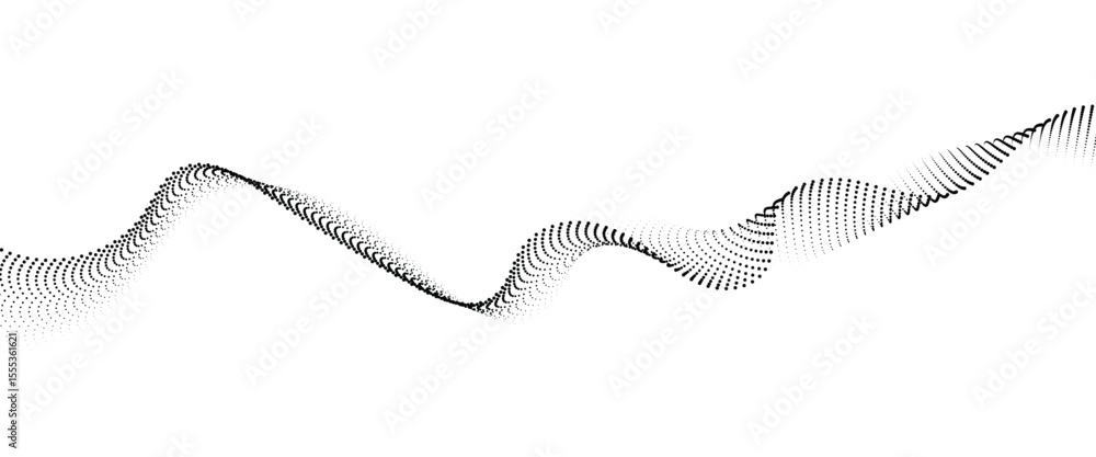 Aufkleber abstract flowing wave made of a halftone dot pattern. dynamic data wave technology background with a