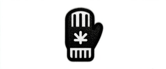 Obraz premium Black And White Mitten With Plant Leaf Graphic Design
