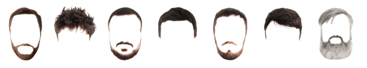 Set of men's hairstyles for designers on white background