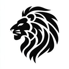Fototapeta premium Black And White Tribal Lion Head Profile Tattoo Design