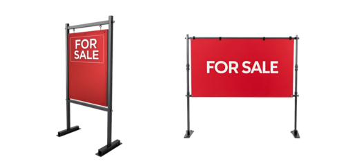 Real estate for sale sign on isolated background on transparent png background