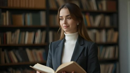 A composed professor giving a lecture in a library setting. - Powered by Adobe