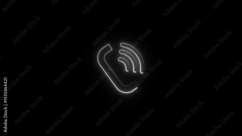 Poster glowing neon call icon. ringing phone icon ideas for talking to support to help resolve the problem.