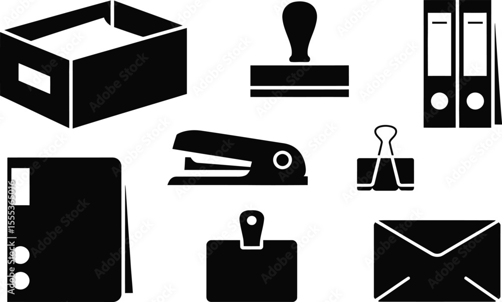 Poster lock icons set for computer office and home security in black vector design