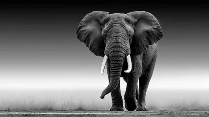 Tableau sur plexiglas Le salon Majestic Land Mammal In Monochrome, Standing On The Grasslands  © ferri