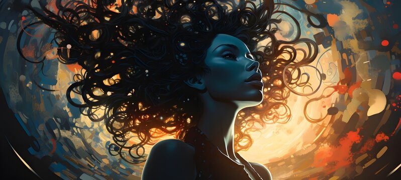 pop surreal unreal silhouettes spiral towards medusa,ai generatif