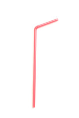 Red plastic straw on white background