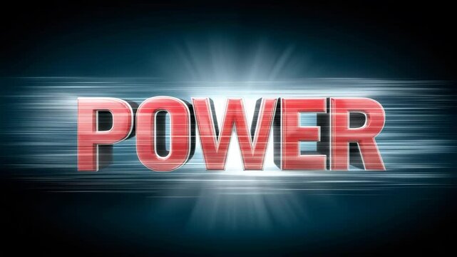 Dynamic portrayal of the word 'Power' representing energy, strength, and innovation. Ideal for tech-themed applications.