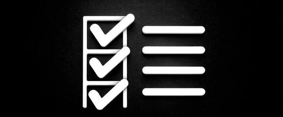 White Checklist And List On Black Background