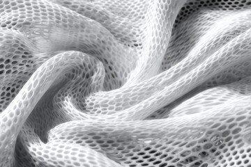 White Fabric Texture Background. Draped Net Material With Subtle Light And Shadow