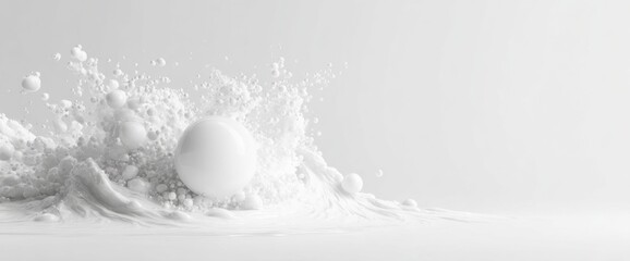 White Sphere Splashing Powder Explosion Abstract Background