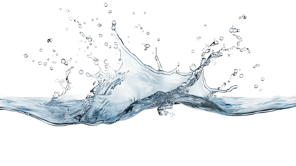 A Close-up Shot Of A Water Splash With Droplets Flying In The Air Against A Transparent Background