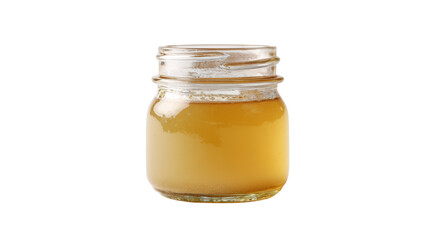 Honey jar, transparent, isolated on white background, natural sweetener, organic and pure honey.