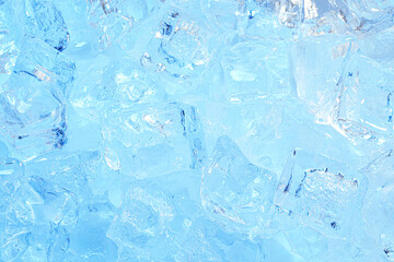 Cubes of clear ice as background, closeup