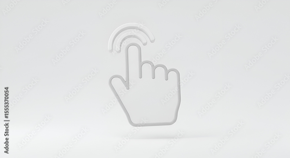 Fototapete clean 3d rendering of a finger cursor clicking or pointing on a white background