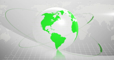 Image of green globe showing digital connections on world map background