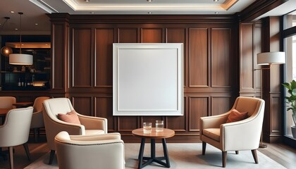 Elegant lounge seating arrangement modern interior photograph cozy atmosphere wide angle relaxation concept