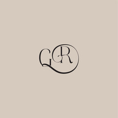 dinamyc curvy initial concept monogram wedding logo letter elegant and luxury style GR