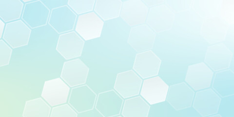 Abstract blue and white hexagon background. Futuristic digital hi-technology banner. Healthcare background. Vector