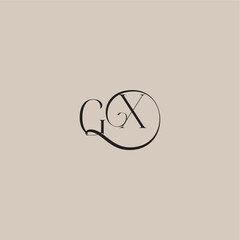 dinamyc curvy initial concept monogram wedding logo letter elegant and luxury style GX