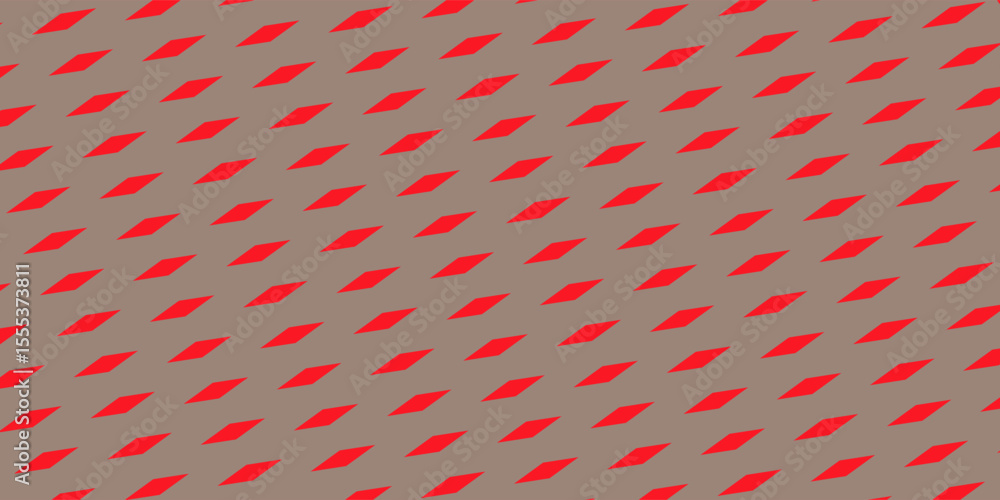 Poster abstract pattern of vibrant red geometric diamond shapes on a neutral brown background creating an a