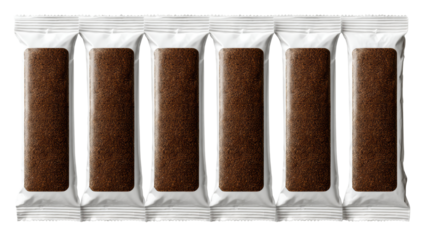 Packaged protein bars, healthy snack on white isolated background.
