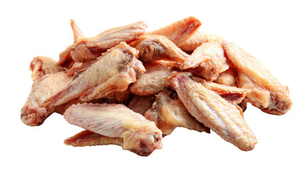 Naklejka premium Pile of delicious chicken wings on a white isolated background.