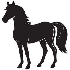 Standing Horse Silhouette – Majestic Animal Vector Illustration

