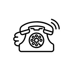 Line art telephone icon with ringing sound waves