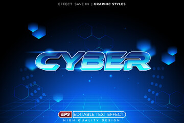 Editable 3d vector text effect cyber gaming for poster design