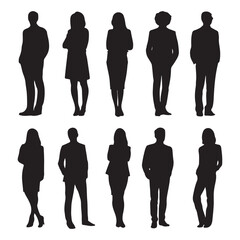Business people silhouettes vector illustration for presentations and graphic design projects assets stock image