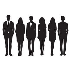 Business people silhouette vector illustration group of men and women team work office staff corporate