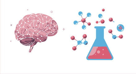 vector illustration of a laboratory and brain 