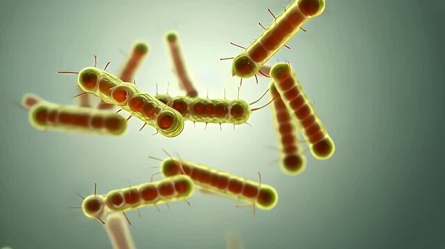 Close-up visualization of rod-shaped bacteria, showcasing structure and microscopic world