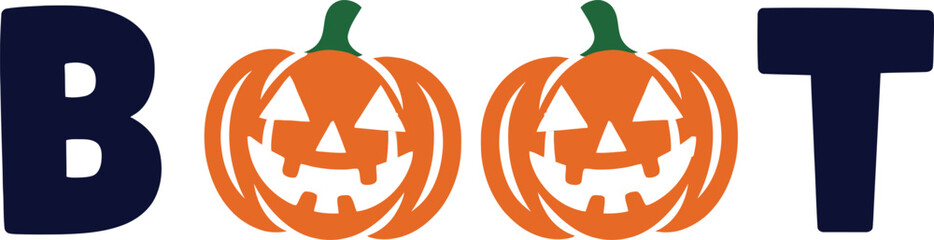 Spooky Boo Text with Pumpkin Faces for Halloween Festivities and Events Graphic Design
