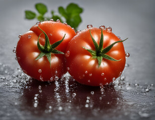 Fresh Tomato with Water Droplets