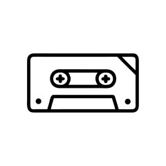 Obraz premium A minimalistic black and white illustration of a vintage cassette tape. The cassette tape's simple outline and details are clean and sharp, making it a perfect representation of nostalgia and audio