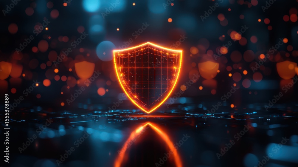 Aufkleber Digital security shield animation virtual environment graphic design technology futuristic viewpoint cybersecurity concept