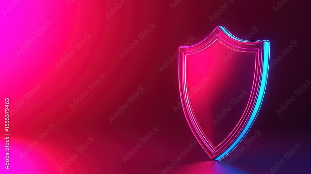 Poster secure your digital future cyber shield protection virtual space graphic design neon environment fut
