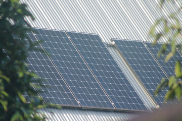 the solar panels on the roof	
