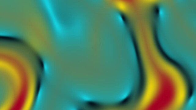 A vivid abstract background showcasing smooth, fluid gradients with a striking combination of teal, yellow, red, and blue tones. The dynamic motion of blended colors creates a flowing, energetic compo