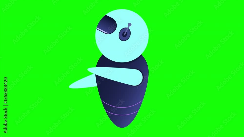 Poster futuristic robot animation. flying robot with lens. robotic innovation technology. 4k video animated