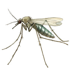 watercolor vector of Mosquito, isolated on a white background.
