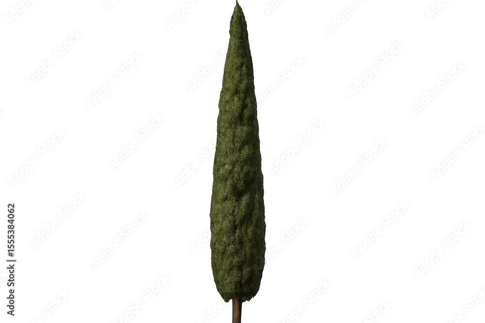 Fototapete Photorealistic 3d rendering of italian cypress tree, transparent backdrop highlighting architectural visualization and landscape design applications