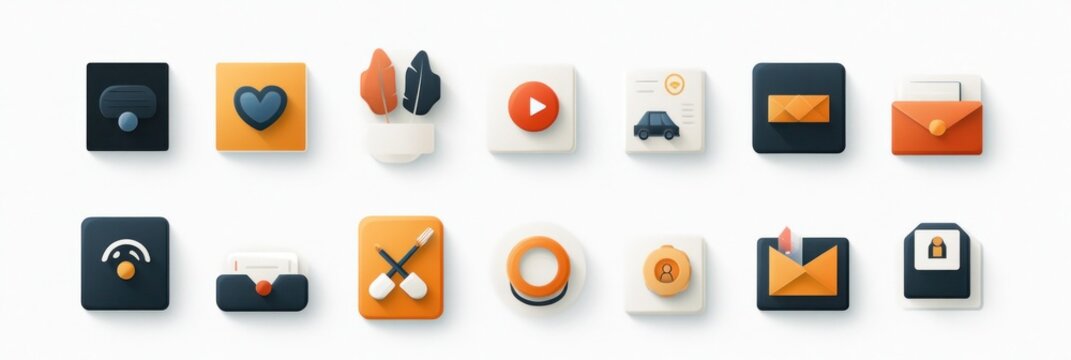 Collection of colorful, 3D app icons