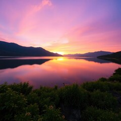 sunset over the lake